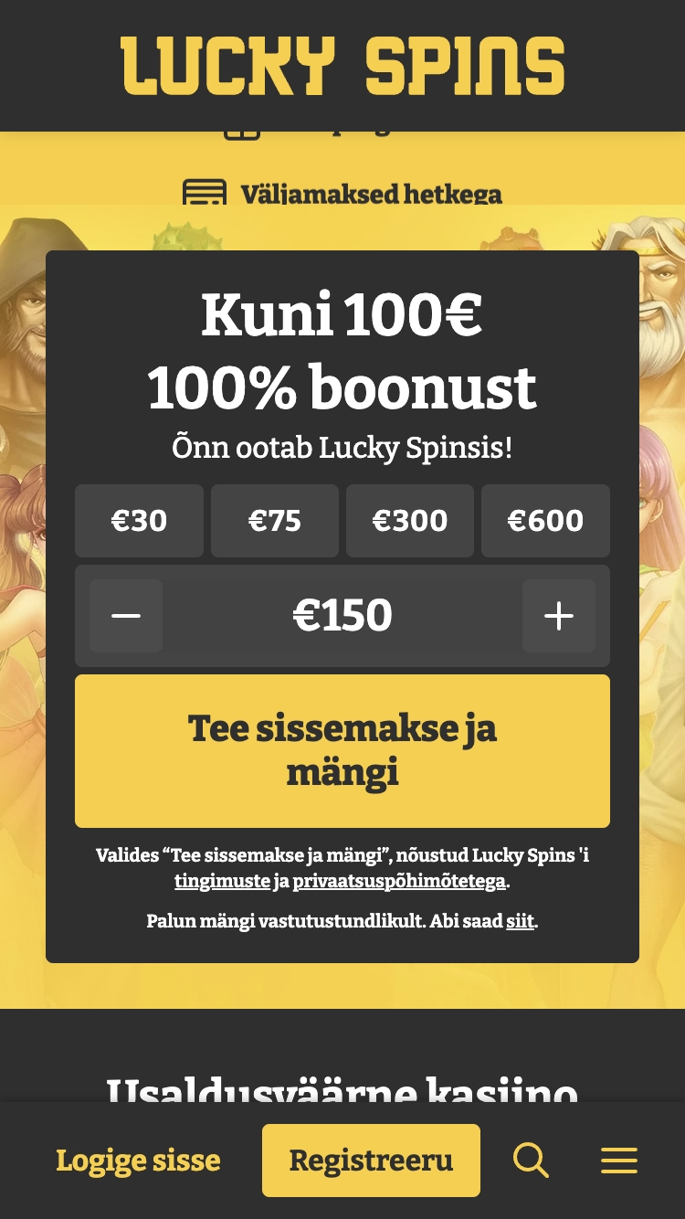 Lucky Spins kasiinos registreerumine 1