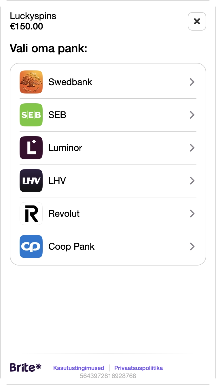 Lucky Spins kasiinos registreerumine 3