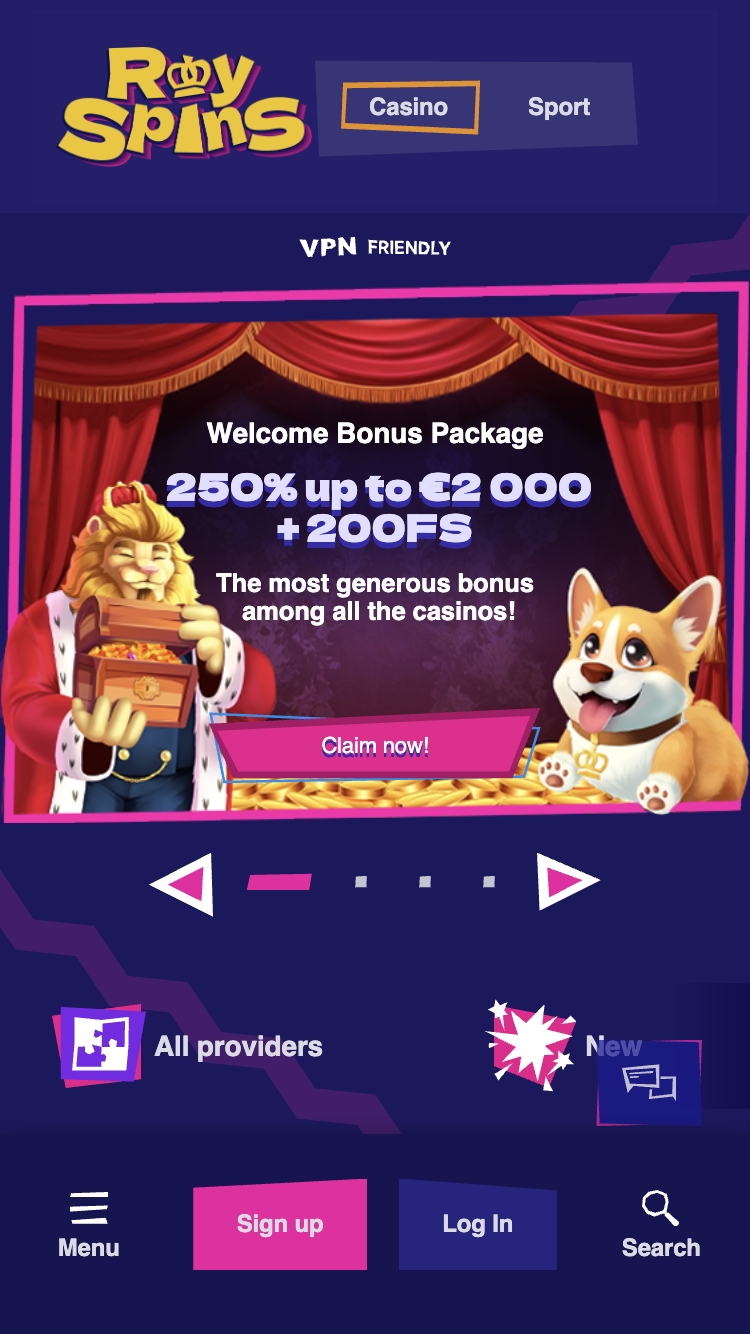 RoySpins kasiinos registreerumine 1