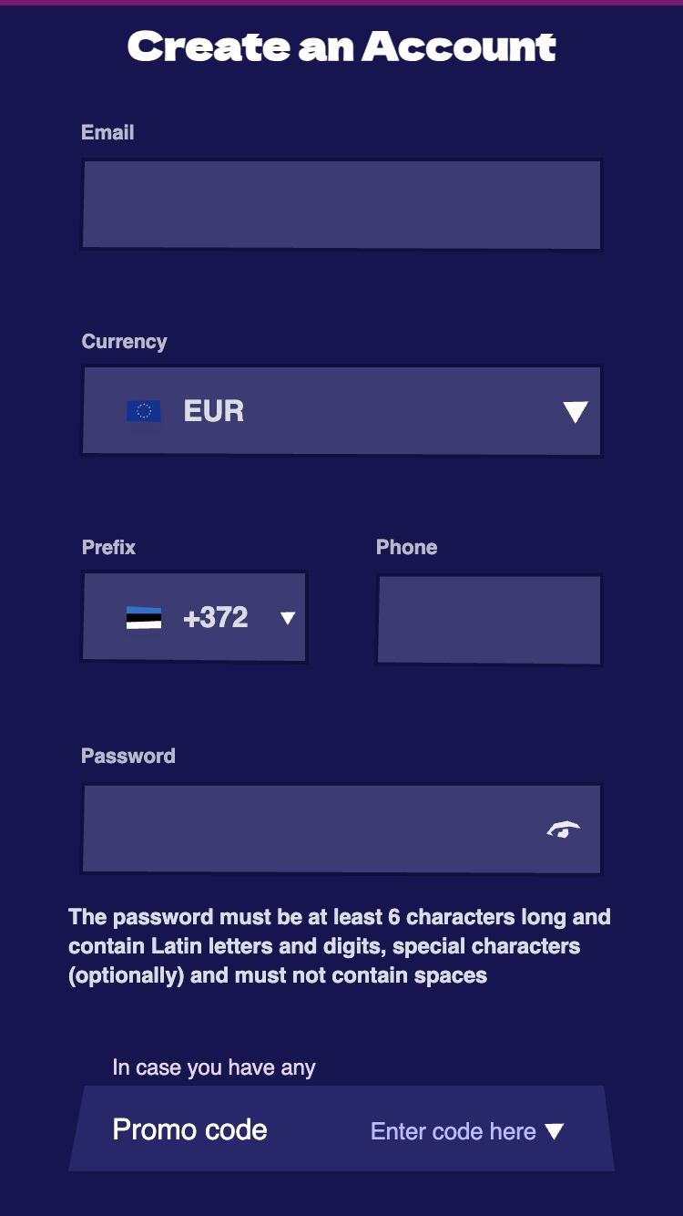 RoySpins kasiinos registreerumine 2