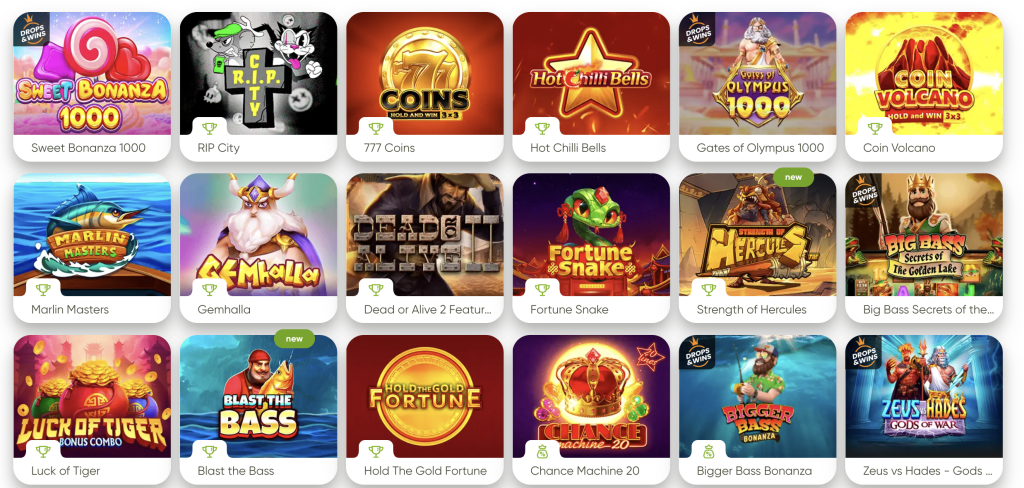 Fresh Casino mängude valik