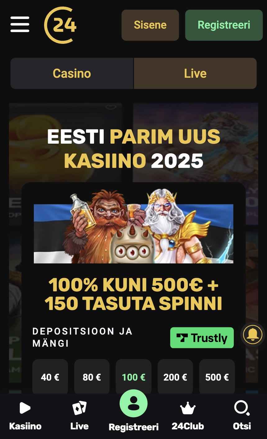 24Casino kasiinos registreerumine 1