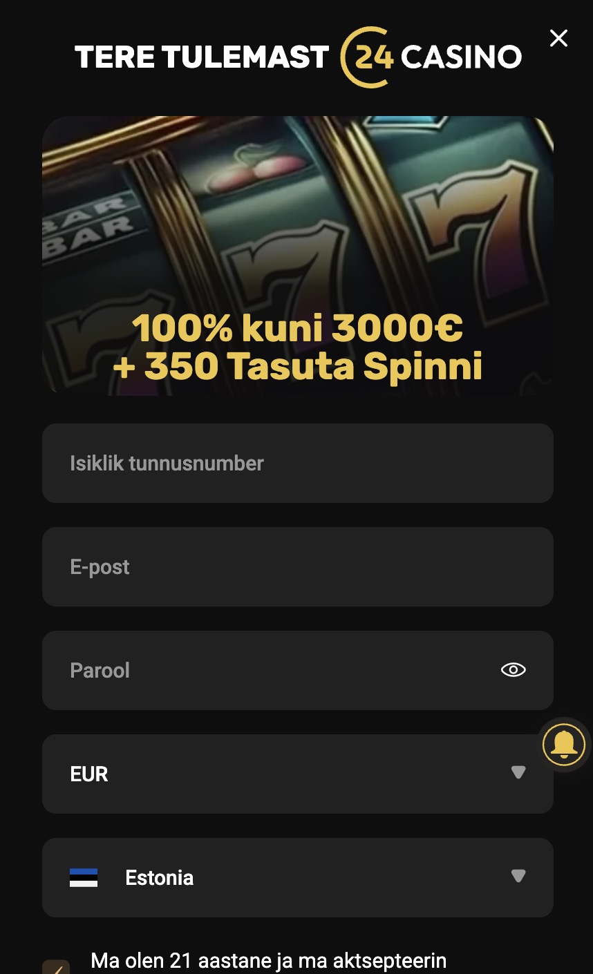 24Casino kasiinos registreerumine 2