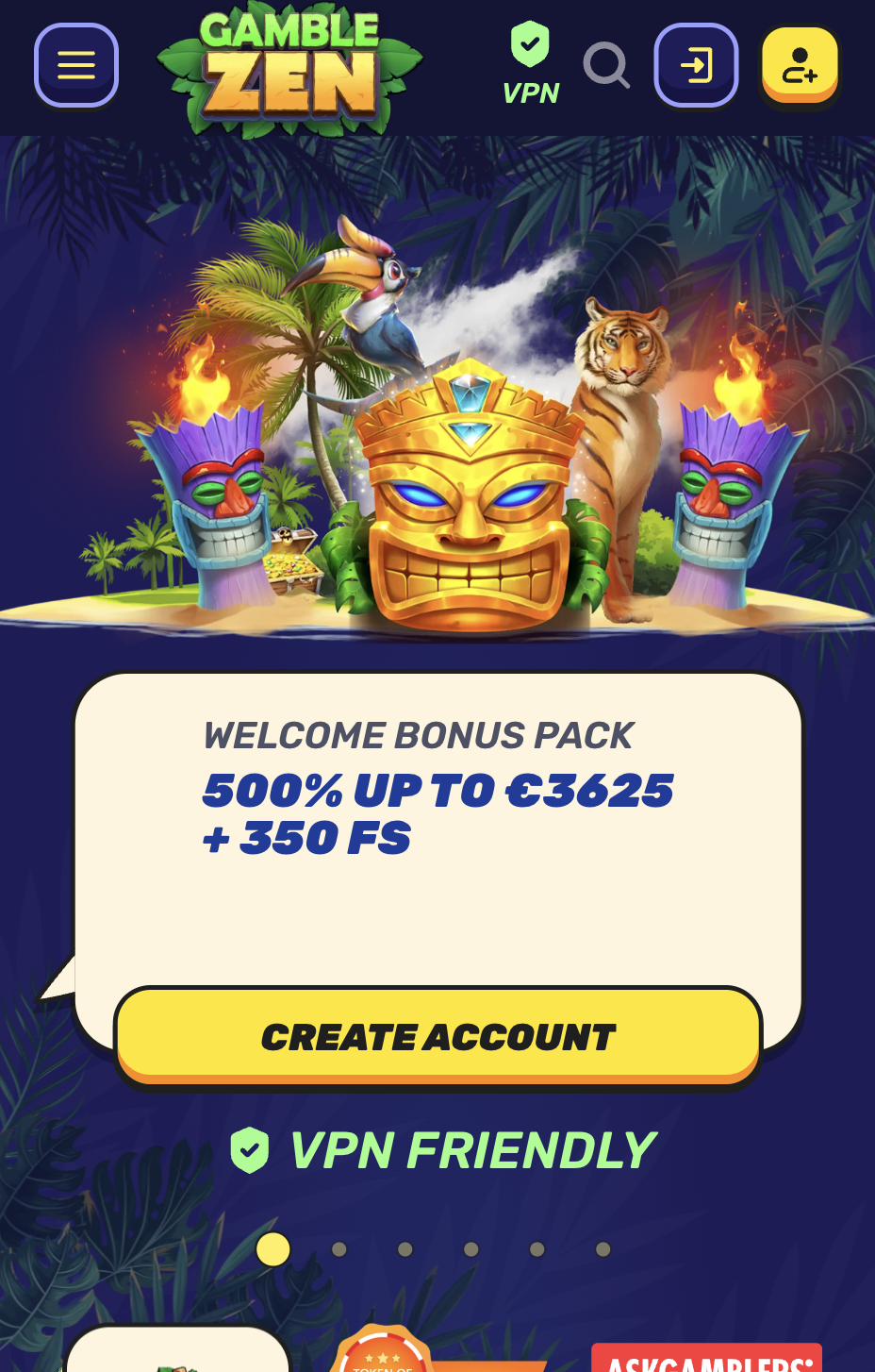 GambleZen casino registreerimise 1. samm