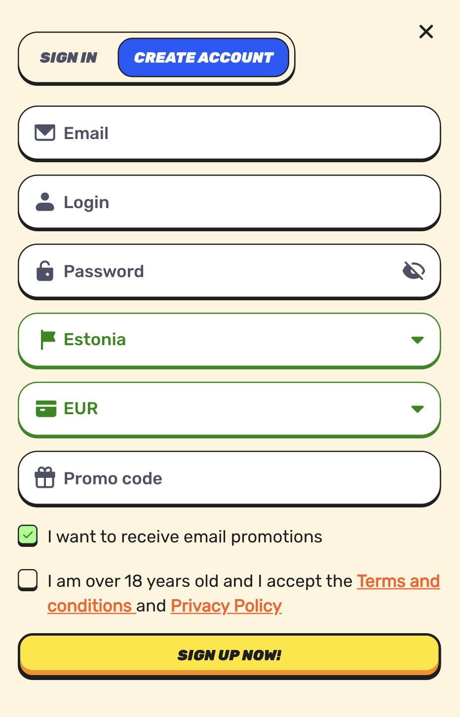GambleZen casino registreerimise 2. samm
