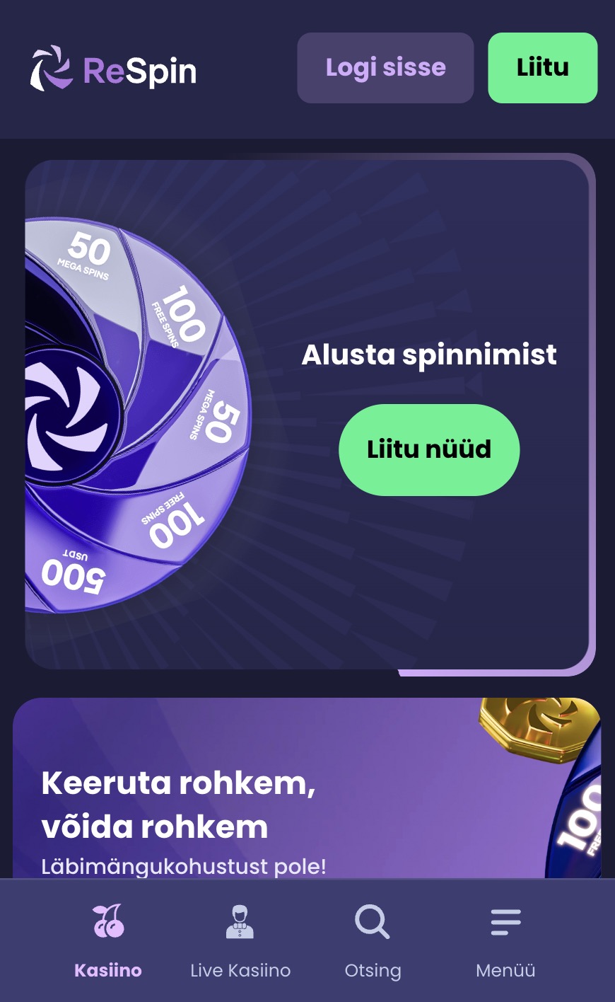 Respin kasiinos registreerumine 1