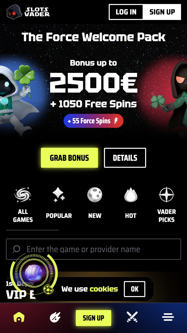 Slots Vader kasiinos registreerumine 1