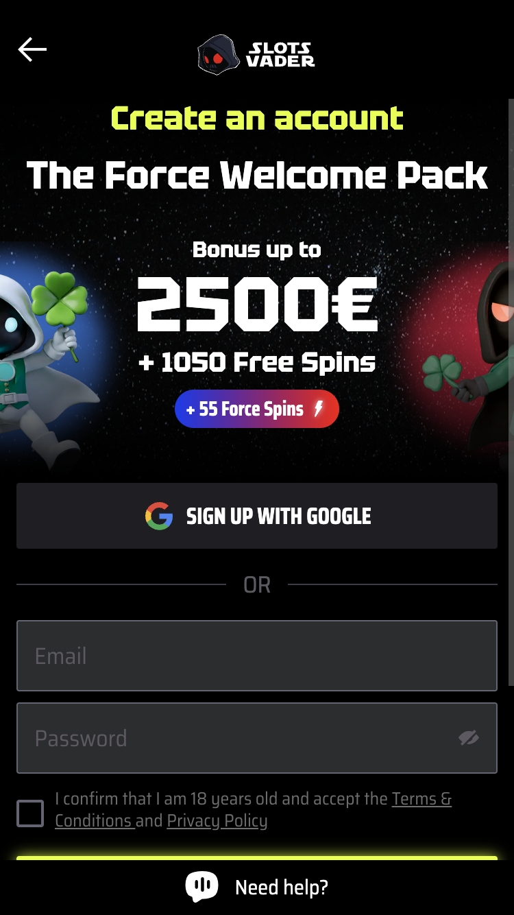 Slots Vader kasiinos registreerumine 2