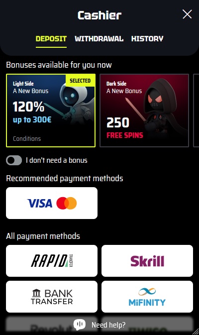 Slots Vader kasiinos registreerumine 4