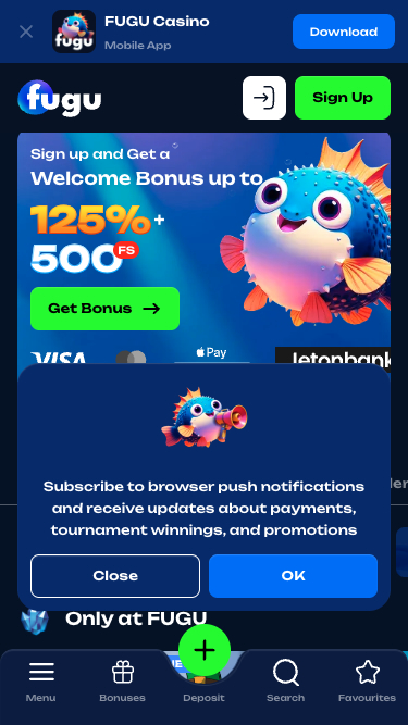 Fugu Casino registreerimise 1. samm