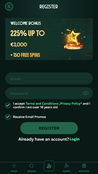 AllStar kasiinos registreerumine teine ​​samm