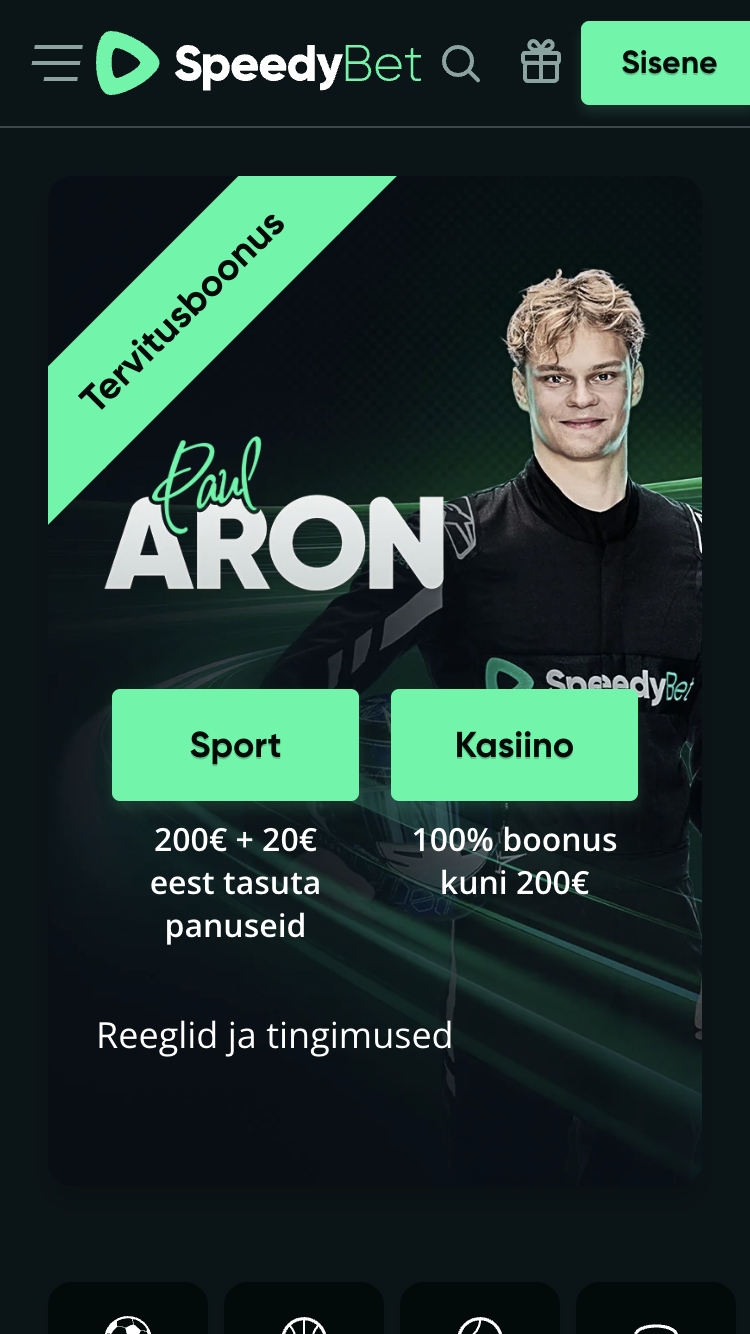 SpeedyBet kasiino registreerimine samm 1