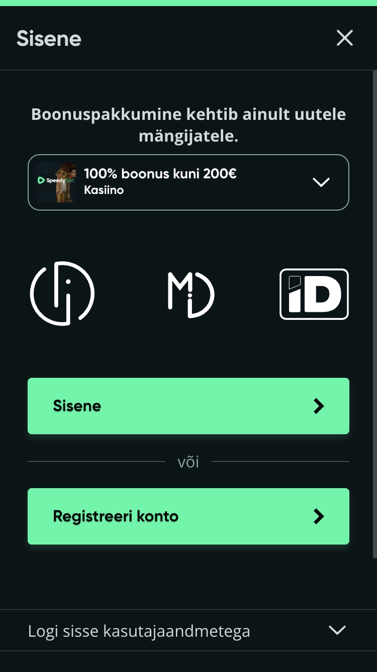 SpeedyBet kasiino registreerimine samm 2