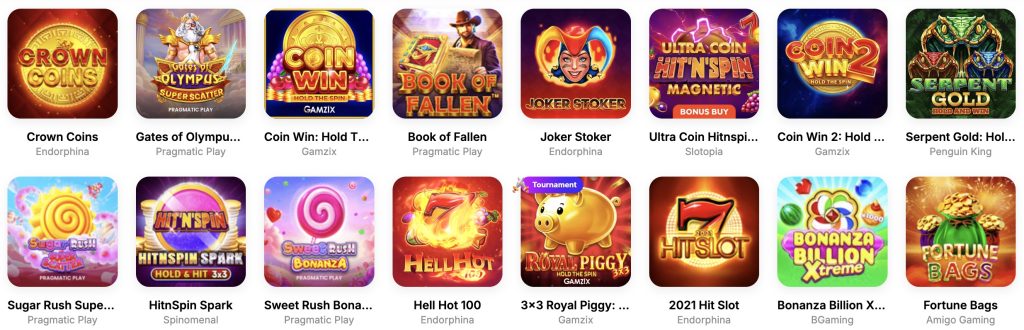 HitnSpin kasiino mängud