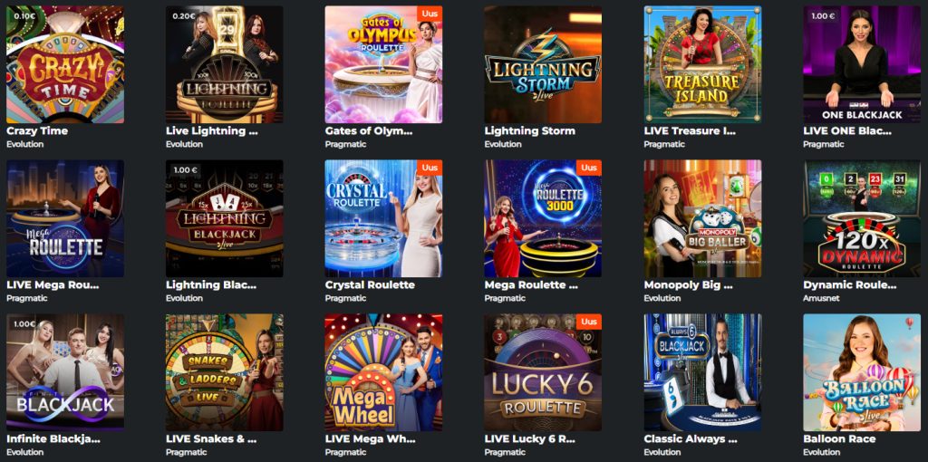 Ninja casino live-mängud