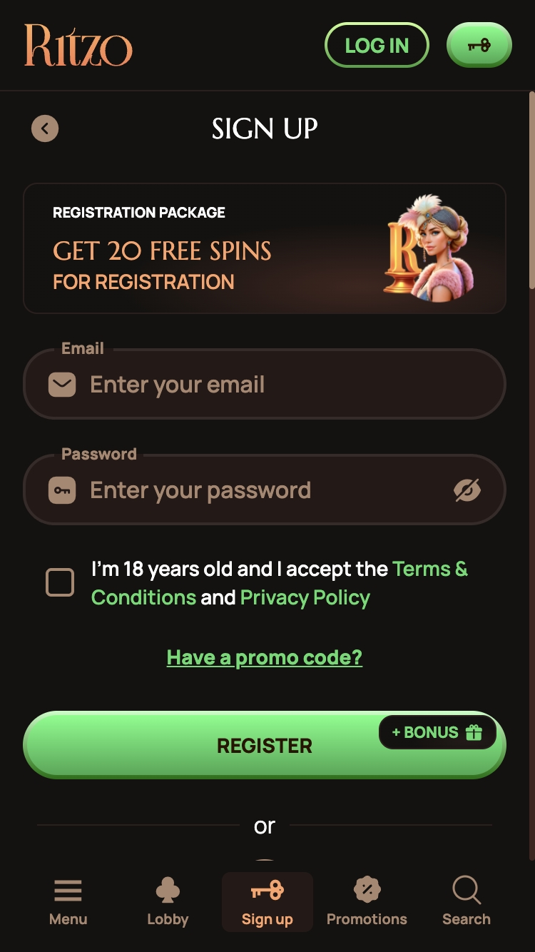 Ritzo kasiinos registreerumine 2