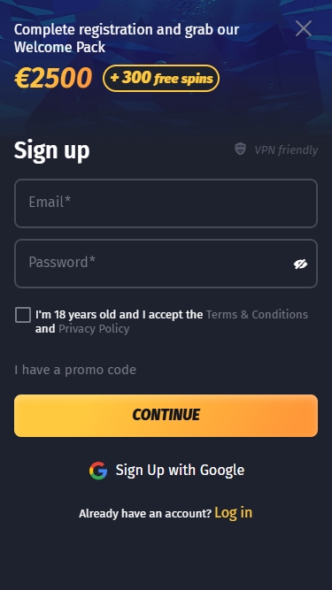 kasiino registreerimise teine samm